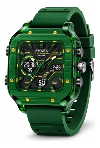 Relógio Masculino Smael Analógico Digital 5atm Com Estojo Verde