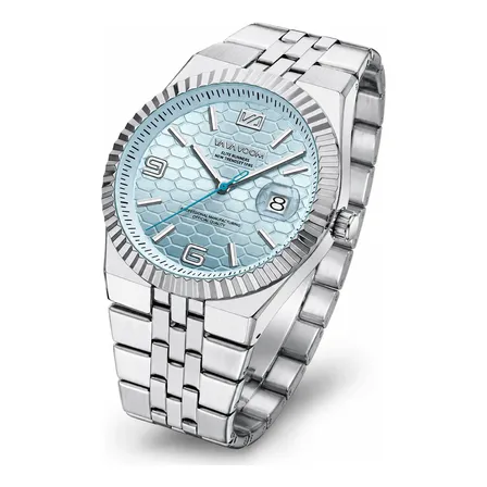 Relógio Masculino Vavavoom Aço Inoxidável Quartzo 40mm Prateado Azul-celeste