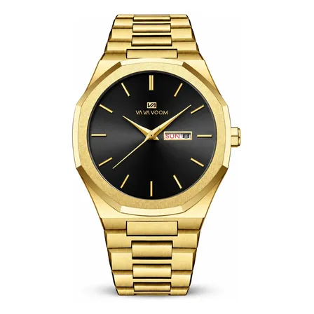 Relógio Masculino Vavavoom Quartzo Calendário Duplo 30m Amarelo Preto