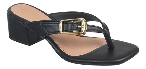 Sandália Feminino Mule Thong De Dedo Enfeite Fivela Metal