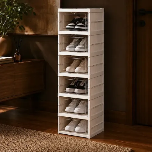 Sapateira Vertical Empilhável Caixa Sapato Tênis 6 Andares Branco