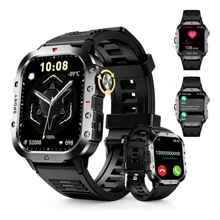 Smartwatch HANCDON H11 com GPS e Tela 2.01" IPS Masculino Feminino para Chamadas Bluetooth e 2 Pulseiras Compatível Android iOS