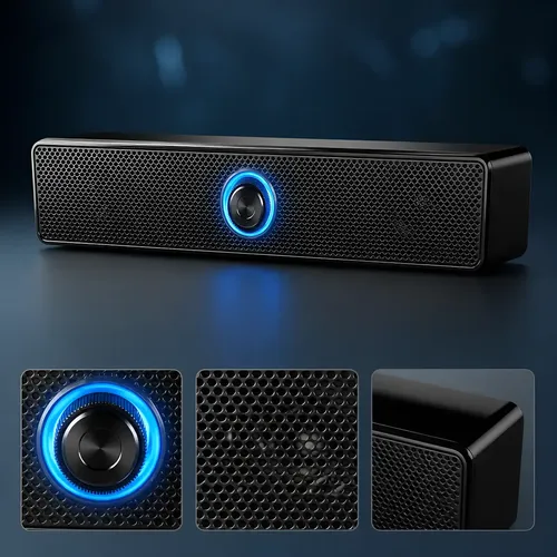 Soundbar Gamer 32cm Para Pc Monitor Tv Com Subwoofer Potente Preto 127/220v