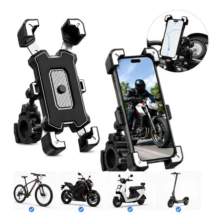 Suporte Celular Moto Bike Guidão Trava Automática 360° Preto