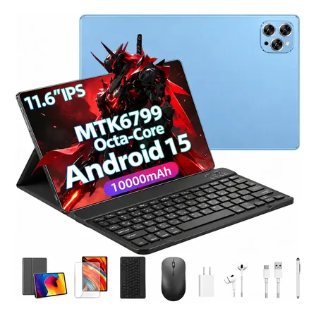 Tablet 11.6 Android 15 16gb Ram 512gb 4g Dual Sim Lilás Azul Celeste