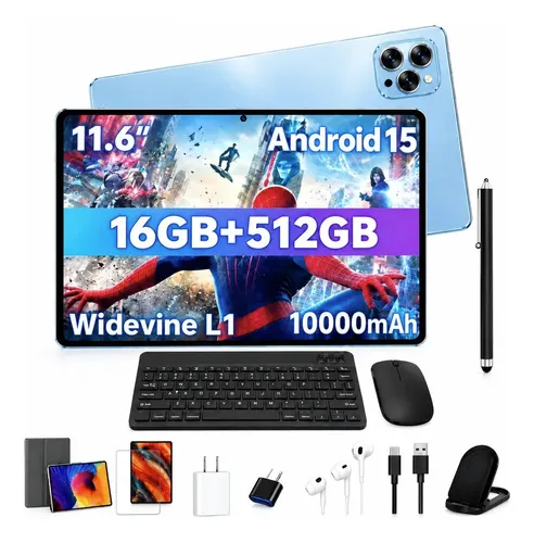 Tablet Android 15 11.6 512gb Dual Sim Teclado Mouse Caneta Azul
