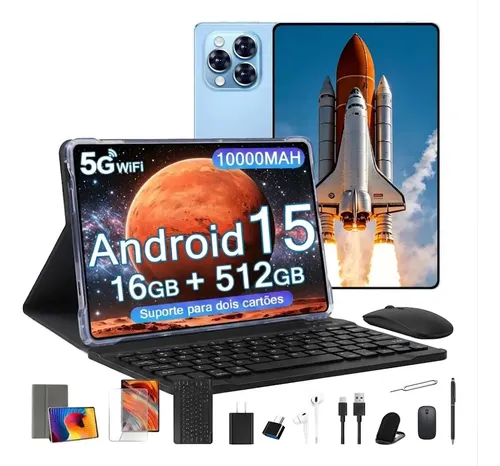 Tablet Android 15 Tab Kit Completo 11.6'' Hd 16gb Ram +512gb Azul Celeste