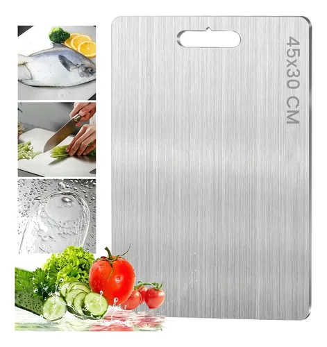 Tábua De Corte Inox Dupla Face Para Cozinha 45x30cm Tábua De Corte Aço Inoxidável Inox