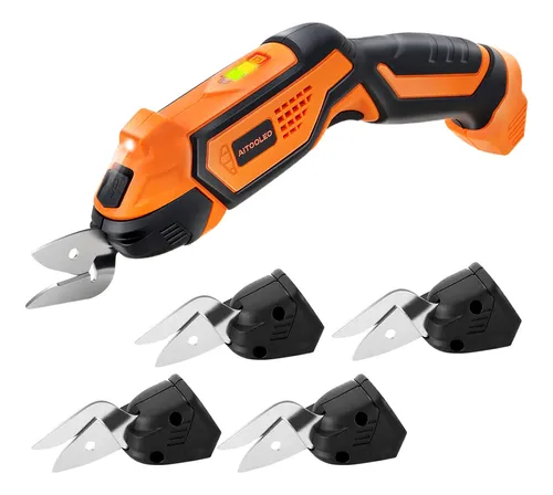 Tesoura Elétrica Aitoolzo Sem Fio Tecidos Papelão Couro 127/220v Laranja