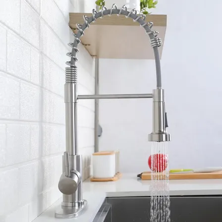 Torneira Inox Gourmet Monocomando Para Cozinha Prateado Brilhante