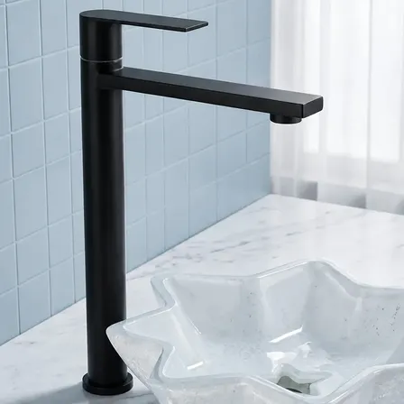 Torneira Monocomando Banheiro Cuba Preta Bica Alta Água Fria Preto Fosco