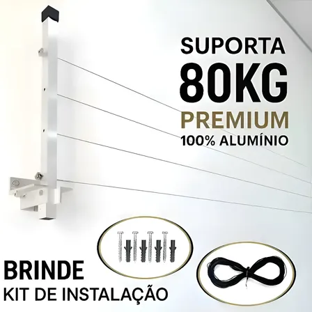 Varal De Roupas Resistente Aluminio Dobravel De Parede Alumínio